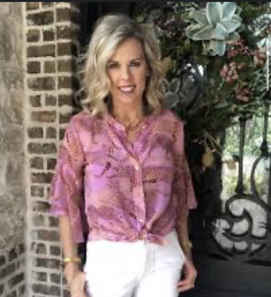 Blusa Cabi Talla XS Minx #5711 Rosa Lila Guepardo Leopardo Antes $99 -G1 Foto 4 de 4