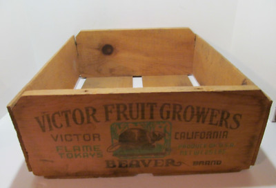 Vintage Victor Fruit Growers California BEAVER Brand Wood Crate