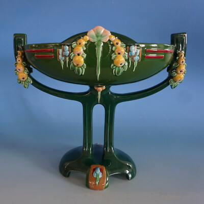 Eichwald Majolika Jugendstil Tafelaufsatz Jardiniere Keramik B. Bloch (F023-145)