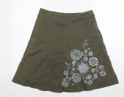 Mexx Damen grün Nylon A-Linie Rock Größe 12 Reißverschluss - Blumen