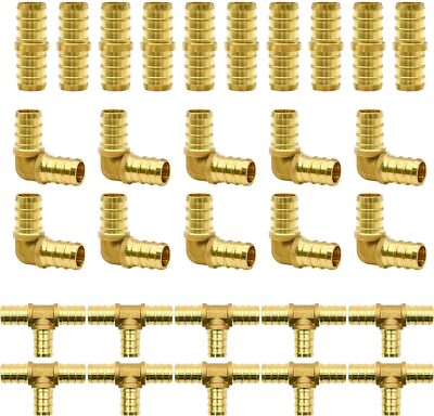 15/30/45/90pcs PEX Fittings, 1/2'' Fittings, Elbow TEE Straight Couplings Set,...