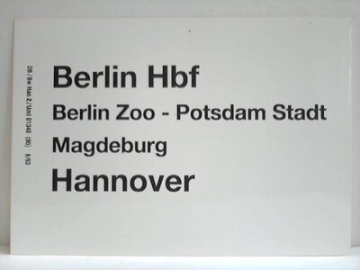 Berlin Hbf, Berlin Zoo, Potsdam Stadt, Magdeburg, Hannover