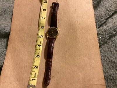 Citizen QQ 36-6421 Gold Tone Black Face & DK Brown Band Ladies