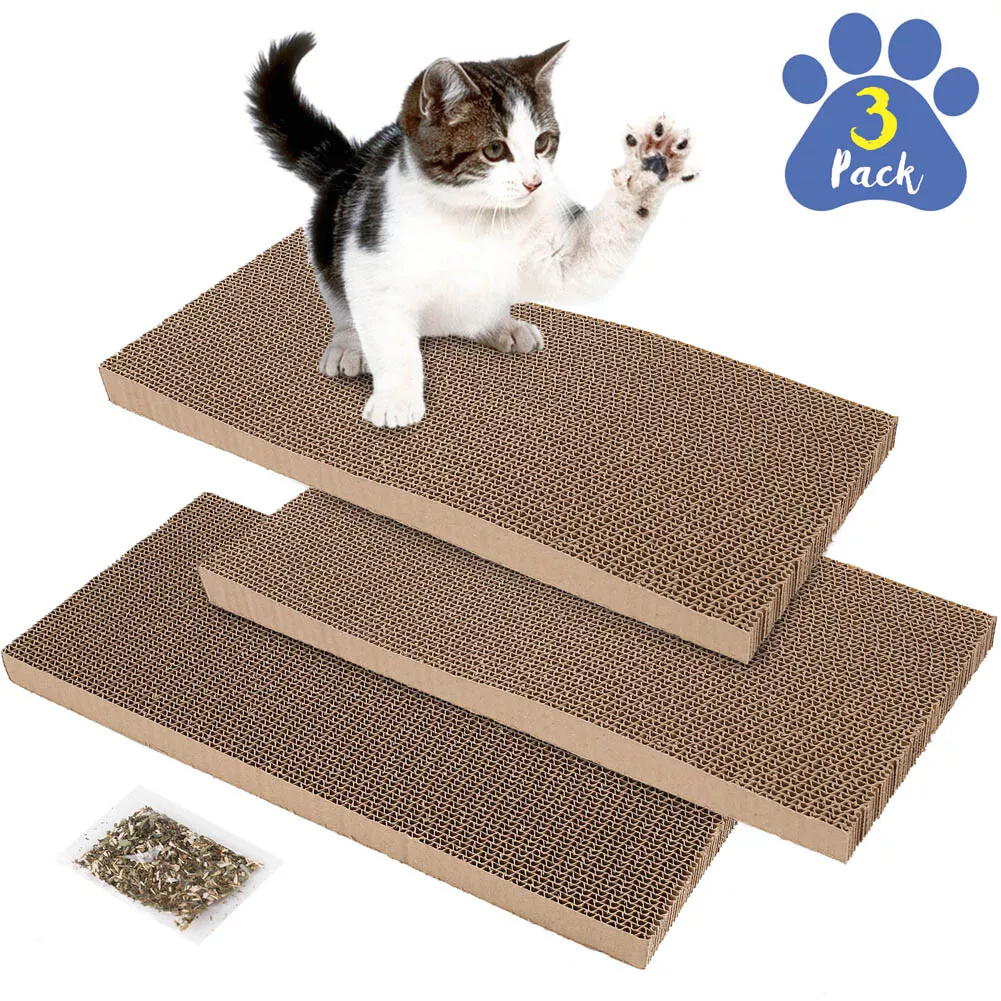 3PCS Cat Scratch Cardboard Catnip Scratching Pad Scratcher Lounge