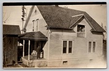 RPPC Edwardian Ladies at Window of Farmhouse Real Photo Postcard M39
