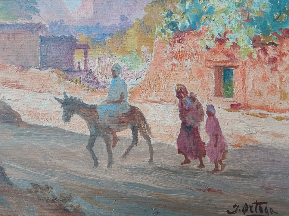 Tableau ancien orientaliste paysage gorges EL Kantara josé ORTEGA 1938 - Photo 4/4