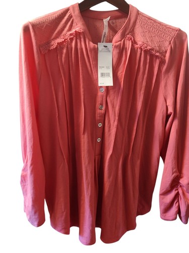 NY Collection Women's Coral Y-Neck Long Sleeve Pleat Top Petite Size L - Bild 9 von 14