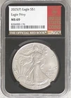 2025 (P) American Silver Eagle Privy NGC MS 69 .999 Fine Red Book Label Bullion