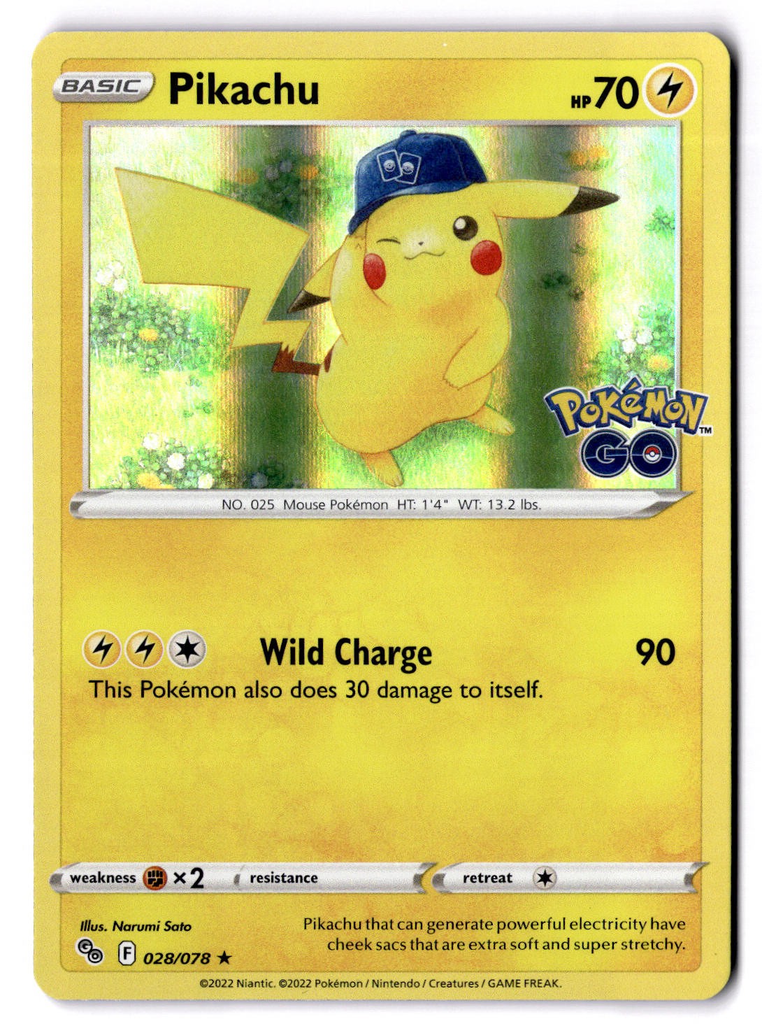 Pokemon TCG Pikachu 028/078 Holo Rare Pokemon GO LP