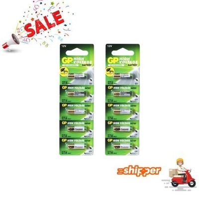10 x GP 27A Alkaline Super batteries 12V MN27 A27 GP27A E27A EL812 L828 Alarms