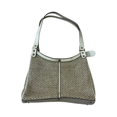 John Romain Woven Shoulder Bag Beige Cream Purse Tote USA Made Vintage