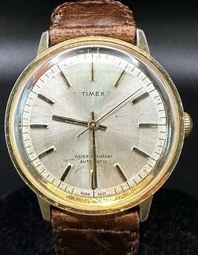 Vintage 1977 Timex Marlin Mens 35mm Watch Gold Tone Runs Great