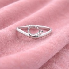 925 Sterling Silver 6x4mm Pear Engagement Ring Semi Mount Tear Drop Setting Hand