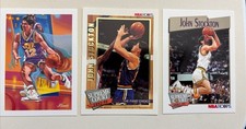 John Stockton 3 Card NBA Hoops Lot -  1992-93 Supreme Court #SC8  Insert Card +
