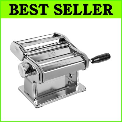 Marcato Atlas 150 Manual Pasta Maker - Stainless Steel, Perfect for Tagliolini