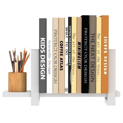 White Adjustable Wooden Desktop Bookshelf Tabletop Desk Organizer Rack