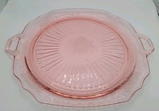 Pink Depression Glass Platter 14 x 12 with Ha...