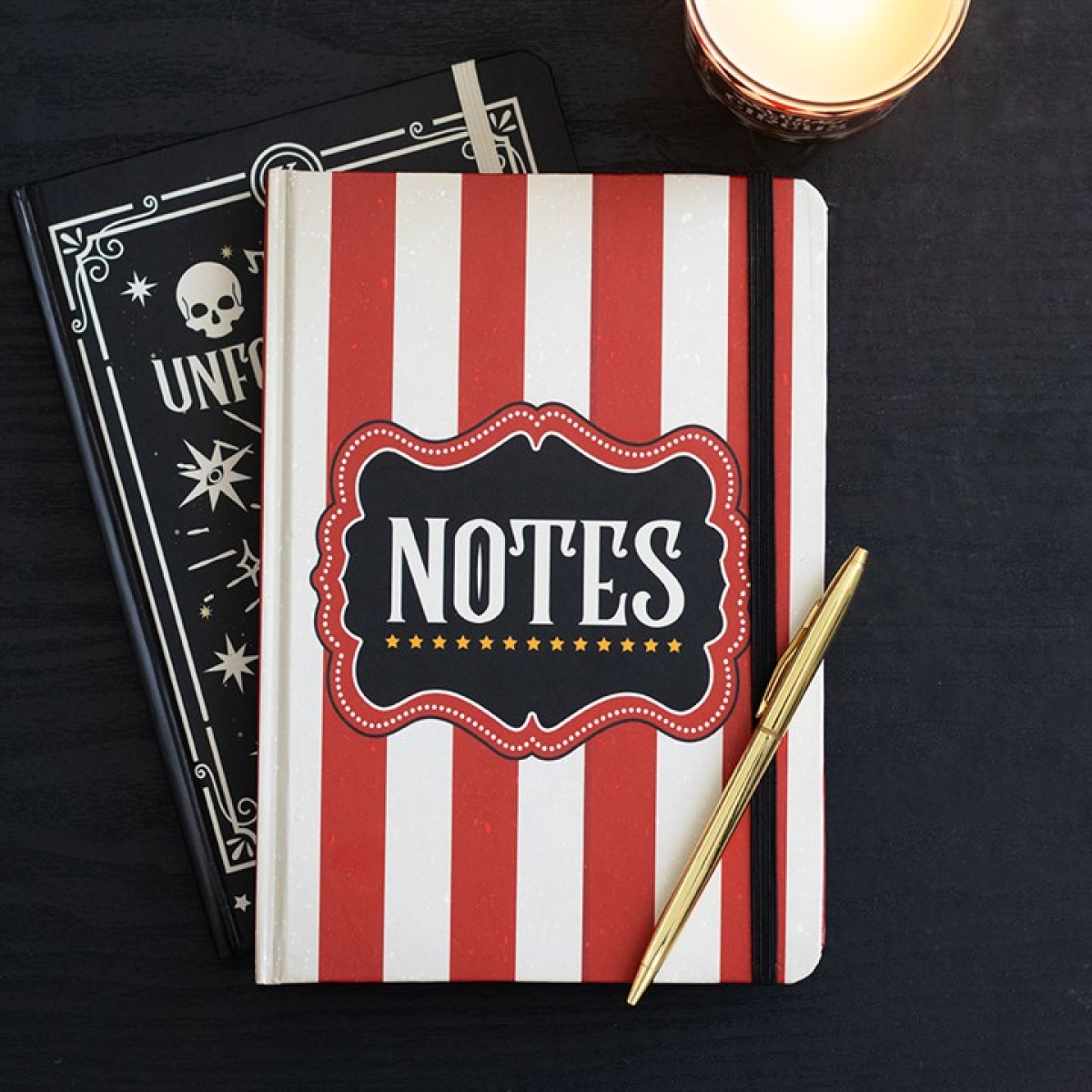 Red Circus Stripe Theatrical A5 Notebook Journal. Stationery Lovers Gift