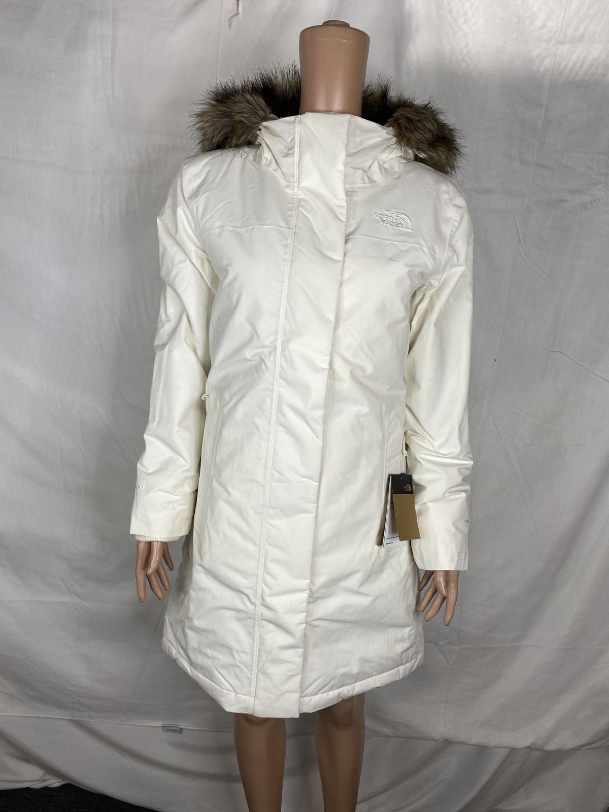 The North Face Womens Arctic Faux Fur Trim Hooded Parka Coat Size M White Dune