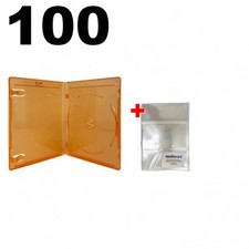 100 PREMIUM STANDARD Orange Blu-Ray Single Cases 12MM & 100 OPP Bags