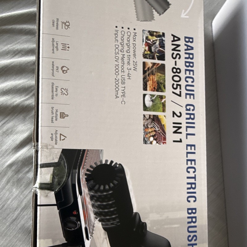 ANS-8057 2-in-1 Electric BBQ Grill Cleaning Brush, Cordless Rechargeable, Black