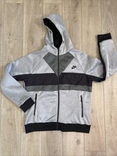 Nike Jacket Mens 2XL Gray Tech Fleece Windrunner Full Zip Hoodie Black Mesh