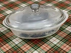 Vintage Pyrex  Oval  1 Quart Casserole Dish with Lid Floral Design Nice