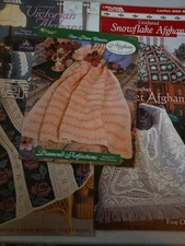 Lot Of 5 Crochet Afghan Pattern Booklets Leisure Arts  Bernat Lot #21