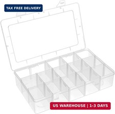 15 Grids Clear Plastic Storage Box with Compartment, Craft Organizers and Storag