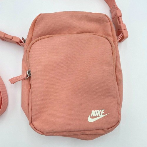 Nike Heritage Crossbody Bag Canyon Pink Shoulder Strap Zipper Pockets FLAWS - Picture 4 of 16