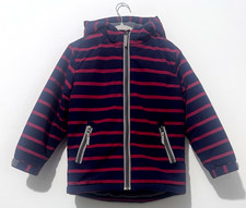 Hanna Andersson Hooded Boys Jacket 120 US 7 Navy Red Striped Pockets Reflective