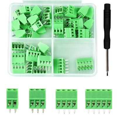 52PCS 2.54mm 0.1'' Pitch PCB Mount Screw Terminal Block Connector, Minidodoca ...