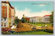Vintage Linen Postcard Pennsylvania Avenue Washington D.C. 1930s