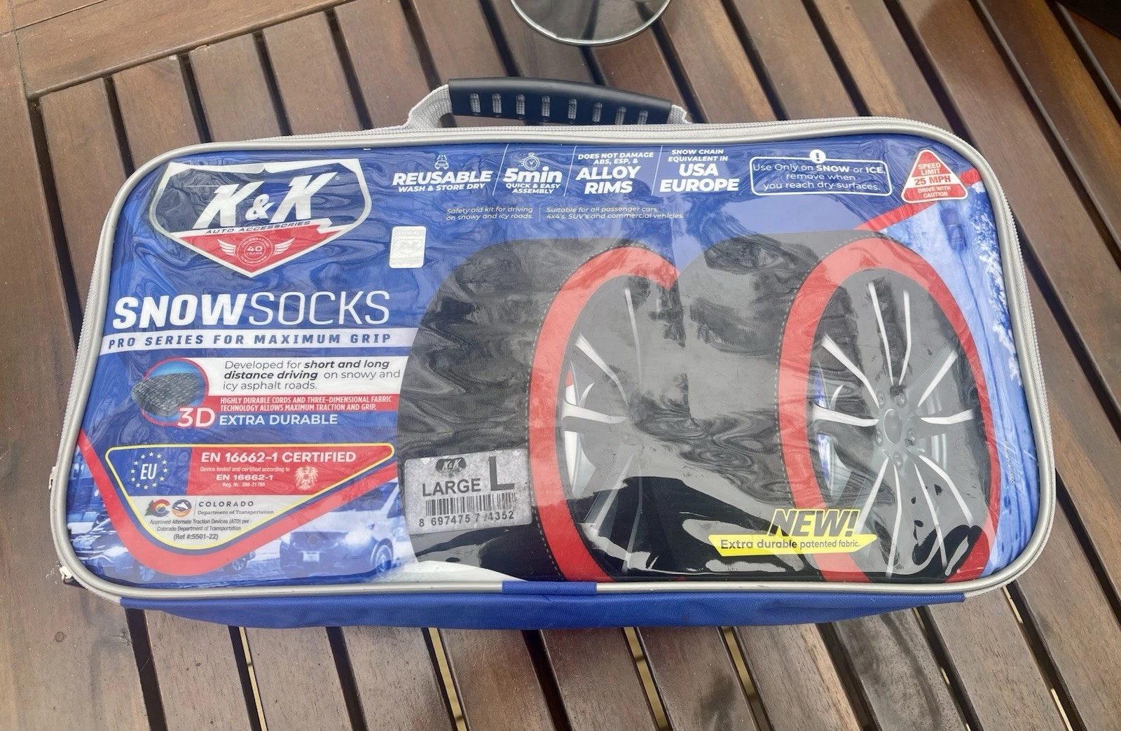 K&K Automotive Snow Socks for Tires - {Large}-Black/Red