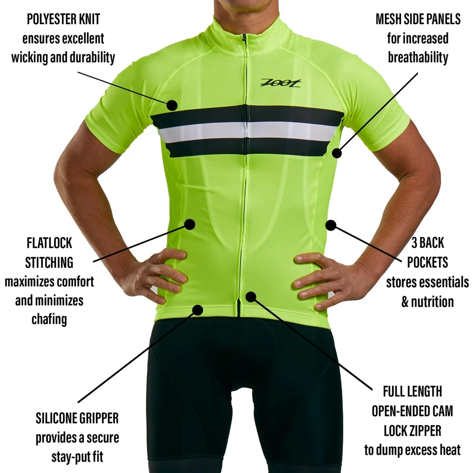 Camiseta deportiva de ciclismo Core para hombre (amarilla de seguridad, grande) Foto 2 de 4