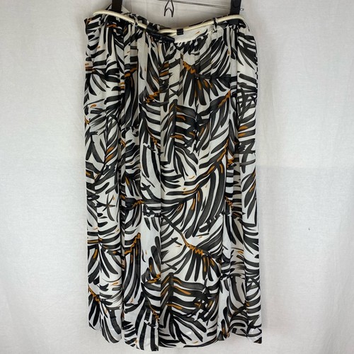 Vintage Campus Casuals Palm Print Chiffon Midi Skirt Size M - Picture 9 of 10
