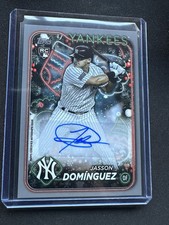 2024 TOPPS HOLIDAY JASSON DOMINGUEZ  YANKEES RC  AUTO  /25 SILVER GLITTER HAC-JD