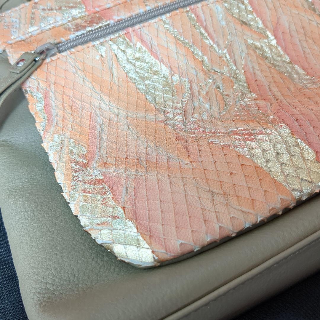 Hakata Leather Shoulder Bag Cowhide Python Snake … - image 2