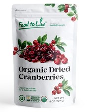 Organic Dried Cranberries, 8 Ounces Non-GMO, Kosher, Unsulfured, Bulk