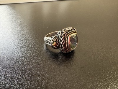 Samuel B Benham BJC Sterlingsilber und 18K Prasiolith grüner Ring - Größe 8