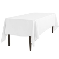 White Rectangular Polyester Tablecloth 60x102 Inch Washable Dining Banquet