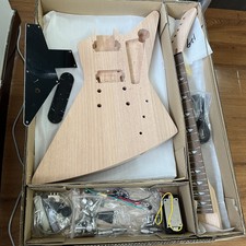 Unfinished DIY Explorer Electric Guitar Kit Rosewood Fingerboard 