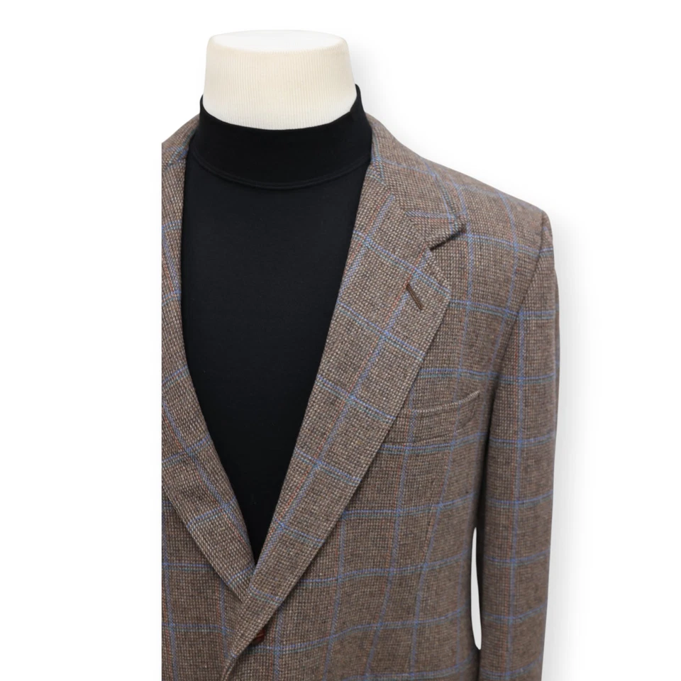 PENTLETON mens brown WINDOWPANE 100% WOOL sport coat suit jacket blazer 44 R - Image 3 of 4