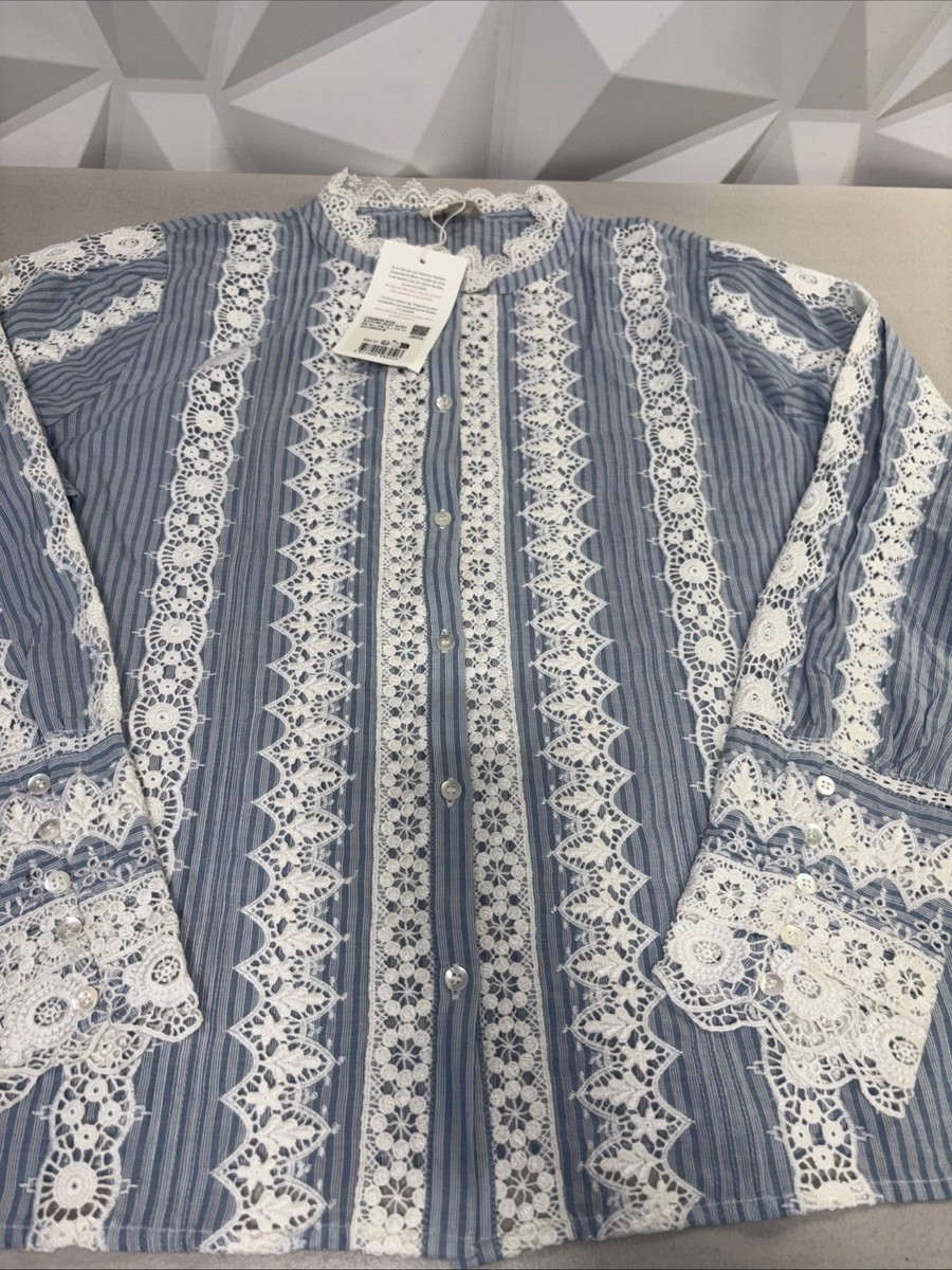 SEZANE Chemise Rym Rayure Blue Size US14 | eBay