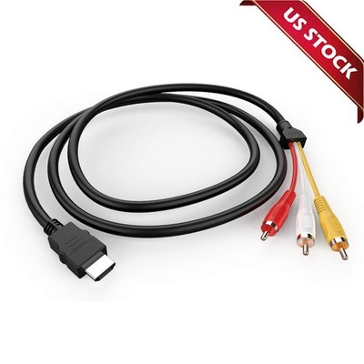 5FT HDMI Male To 3 RCA Video Audio AV Transmitter Adapter Cable HDTV 1080