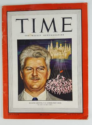 Time Magazine April 25, 1949- Eugene Dennis- U.S. Communist Boss, Very Good