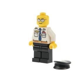 1X Lego Minifigure Town Airport Man Pilot Shirt Tie ID Hat 60101 AIR049