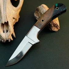 Gift-Ready 8.1" Damascus / Steel Knife Full Tang Hunt it Hunt + Leather Sheath