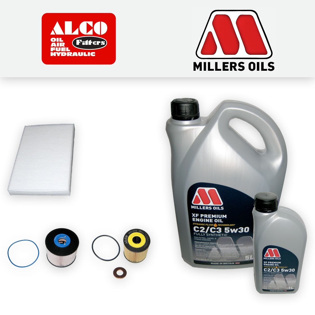 SERVICE KIT for PEUGEOT 308 2.0 HDI DW10CTED4 OIL FUEL CABIN FILTER +OIL (09-14)