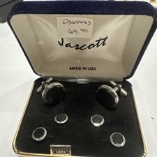 Jascott Silver Tone and Onyx Cufflinks and Studs